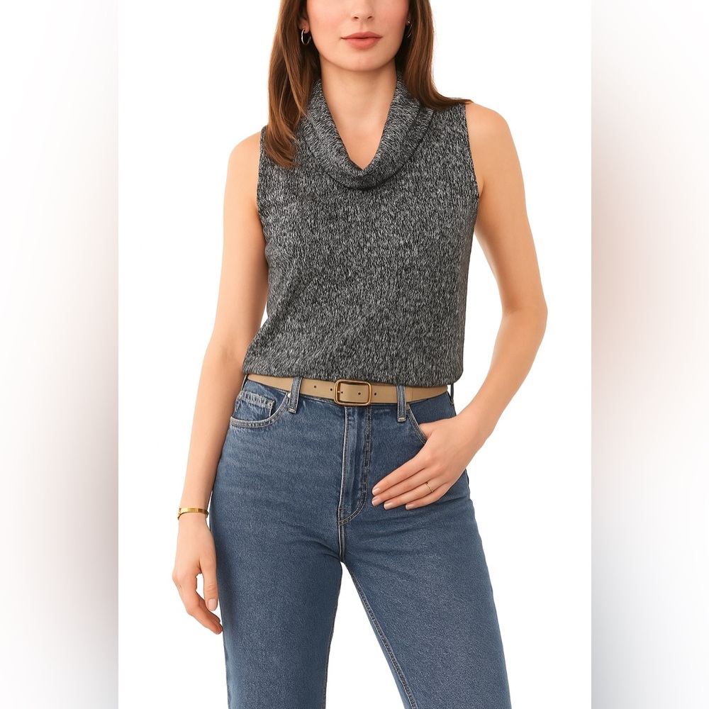 Vince Camuto Black & Grey Cowl Neck Sleeveless Top – Size XS